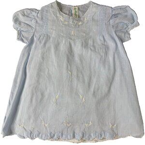 Vintage 80s Baby Girl Light Blue 2-Piece Dress (Slip Inc.), Pintuck Details